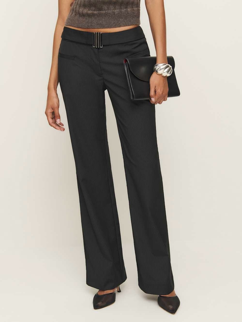 Reformation x Camille Rowe Cherie Pants in Black Stripe Size 10